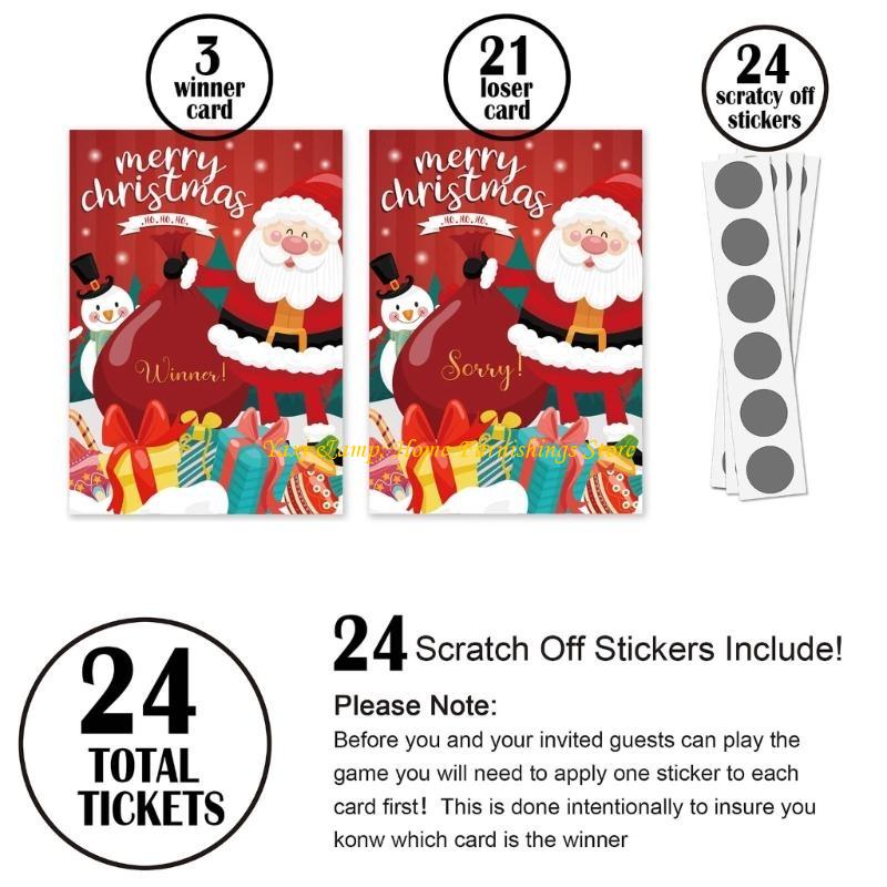 Party Games At Christmas - 24pcs/set Christmas Festive Scratch Tickets Exciting
