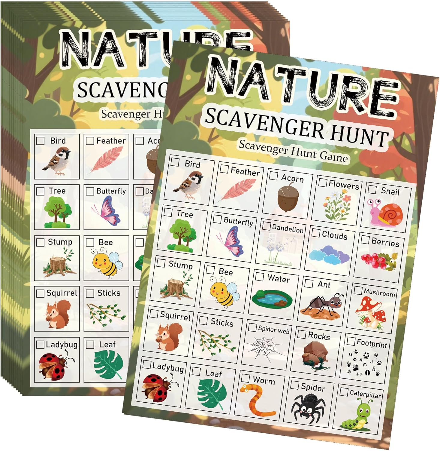 Scavenger Hunt Card - 30 Pcs Nature Scavenger Hunt Cards