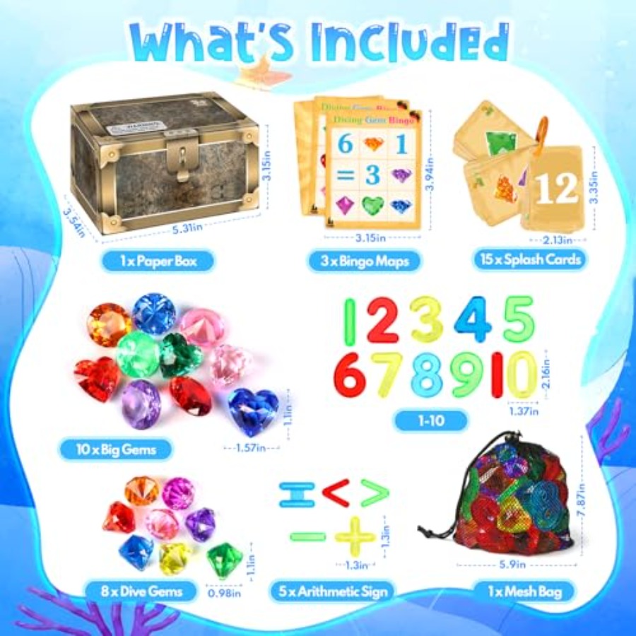 Pool Toys Diving Gems, 54 Pcs  – Scavenger Hunt Card recenzja i cena
