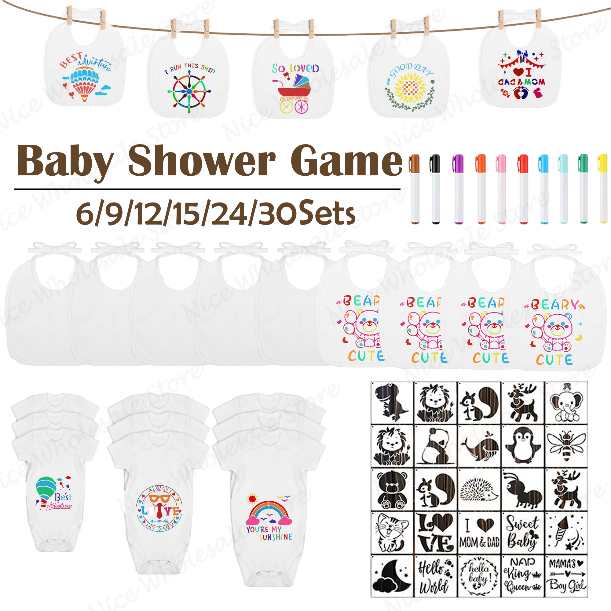 6-30Sets Baby Shower Games Bib – Party Games No Supplies recenzja i cena