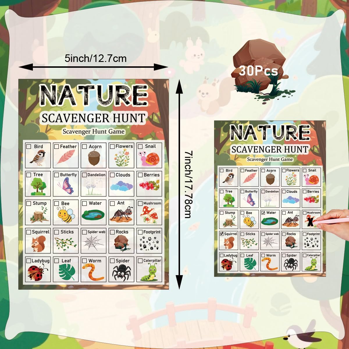 30 Pcs Nature Scavenger Hunt C – Scavenger Hunt Card recenzja i cena