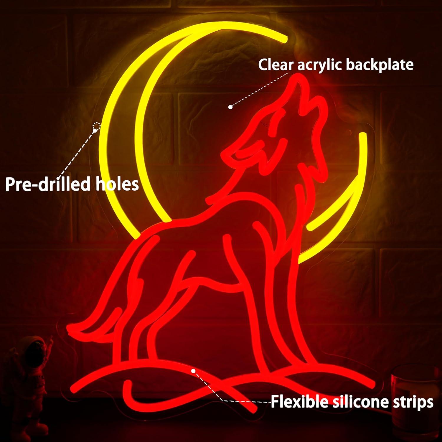 Howling Wolf Neon Sign Dimmabl – Party Games Gifts recenzja i cena